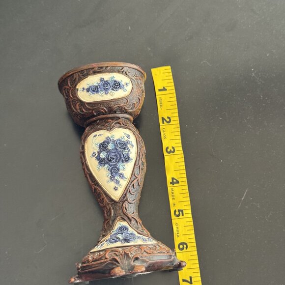 Vintage  Majolica Pedestal Candle Holder Hand-Painted Size 5.5" Tall - Picture 11 of 12